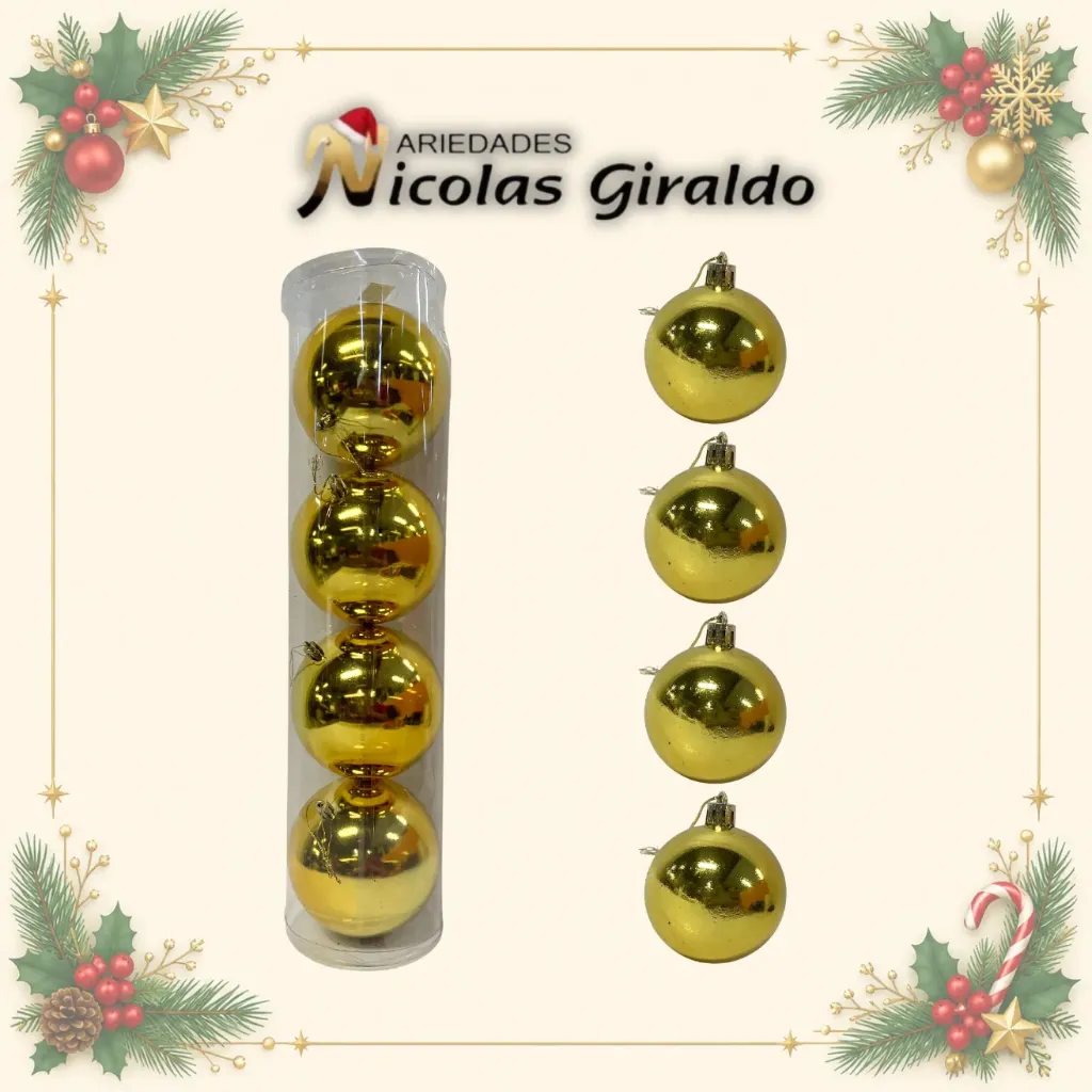 [2026SW-192] BOLA NAVIDEÑA GRANDE 12CM X4 DORADA