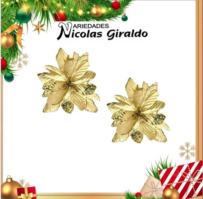 @FLOR NAVIDEÑA MEDIANA  DORADA
