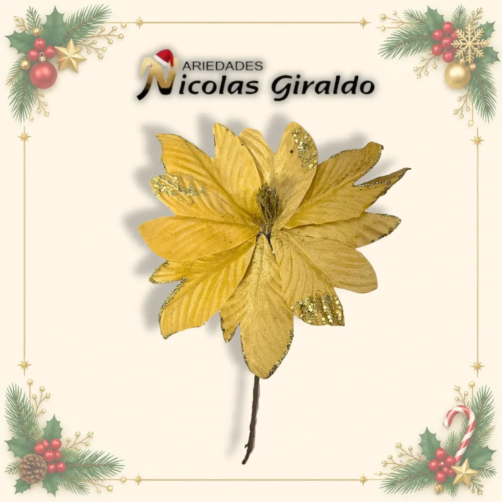FLOR NAVIDEÑA MEDIANA DORADA