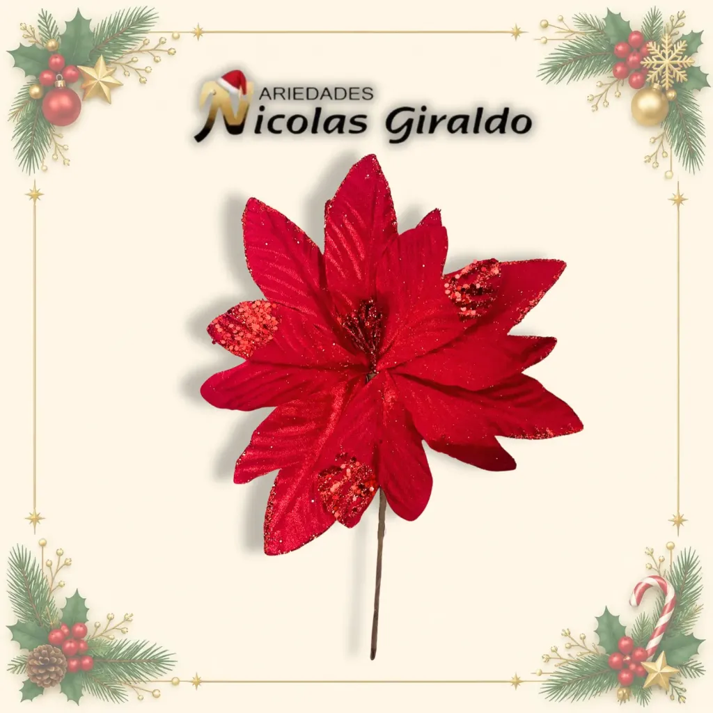 [A3851R] FLOR NAVIDEÑA MEDIANA ROJA