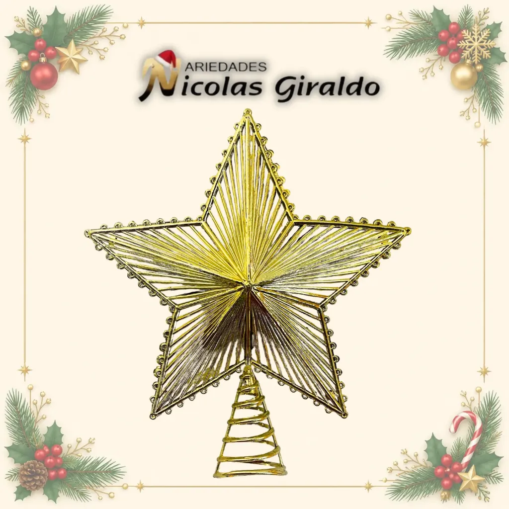 [A1634] ADORNO NAVIDAD ESTRELLA PUNTA DE ARBOL RESORTE