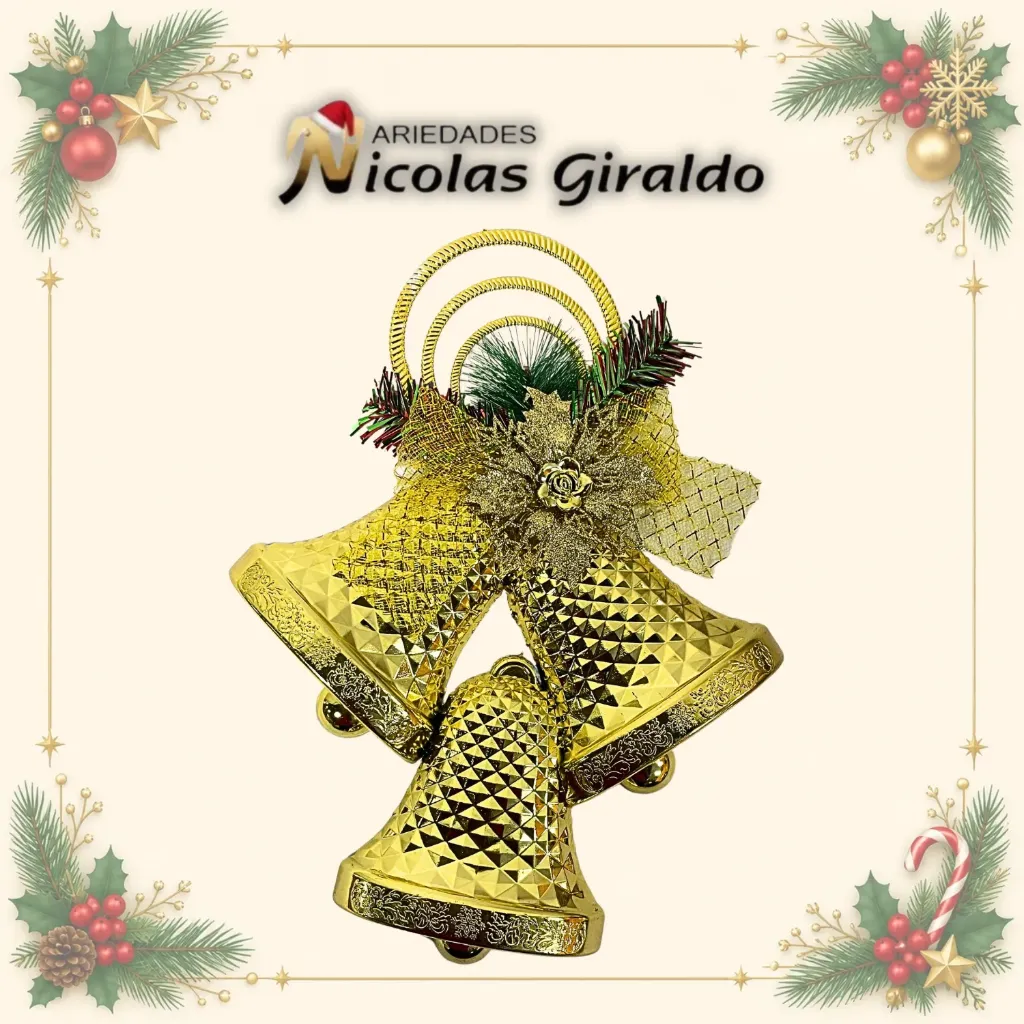 CAMPANA NAVIDEÑA PLANA TRIPLE GRANDE