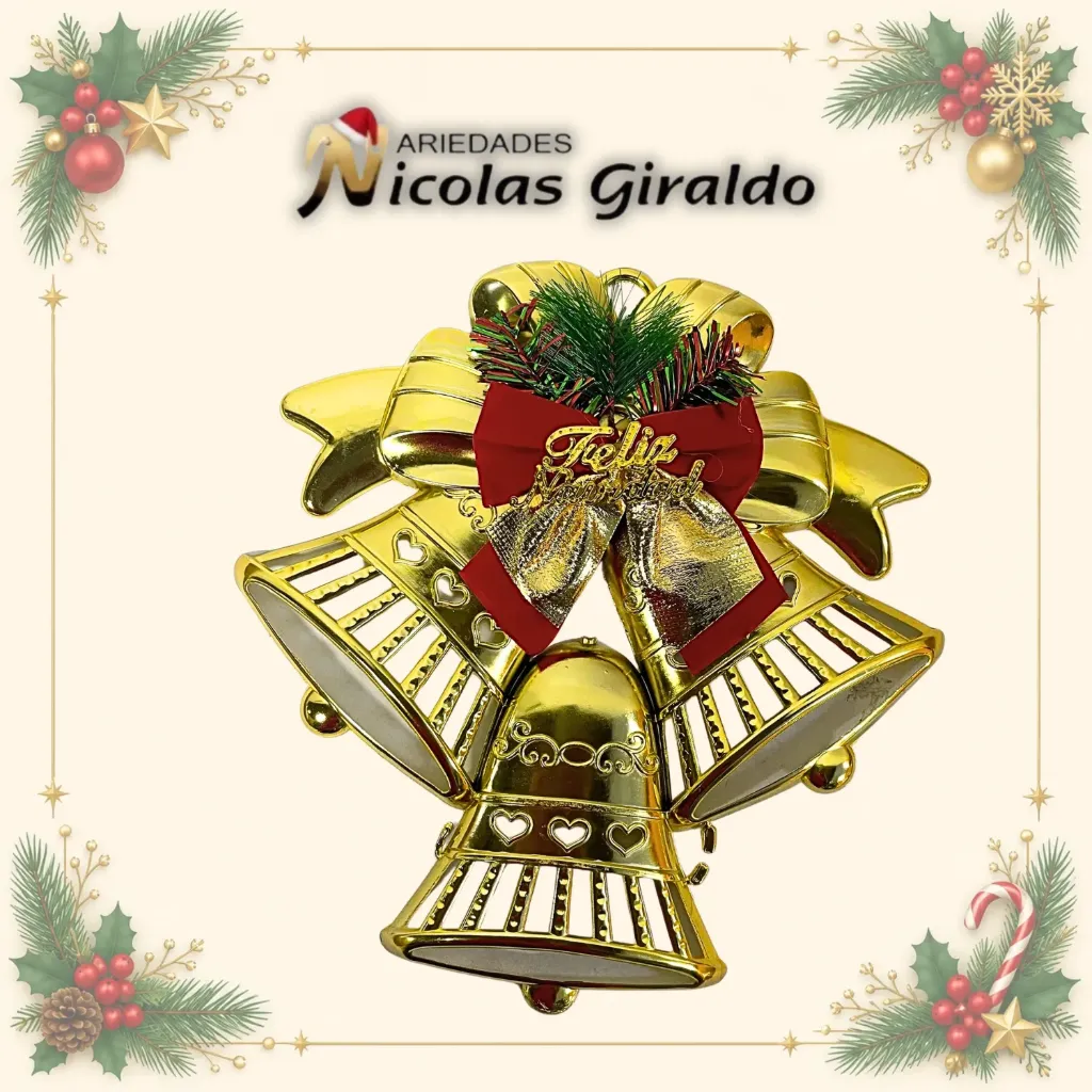 [A1700] CAMPANA NAVIDEÑA PLANA TRIPLE GRANDE