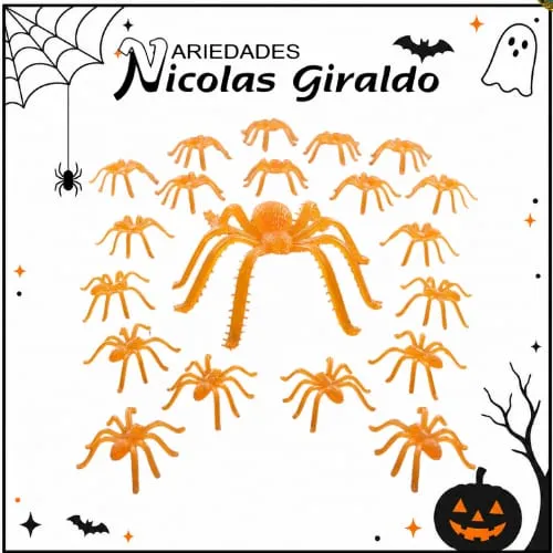 [BH-104]  Araña halloween pequeña plastica naranja x100 