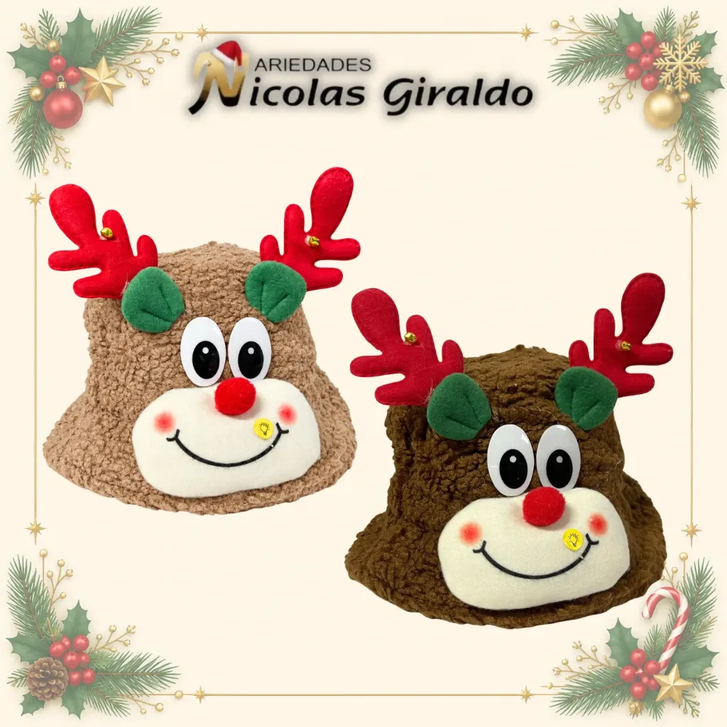 GORRO NAVIDAD PESQUERO LUZ  PQT X6