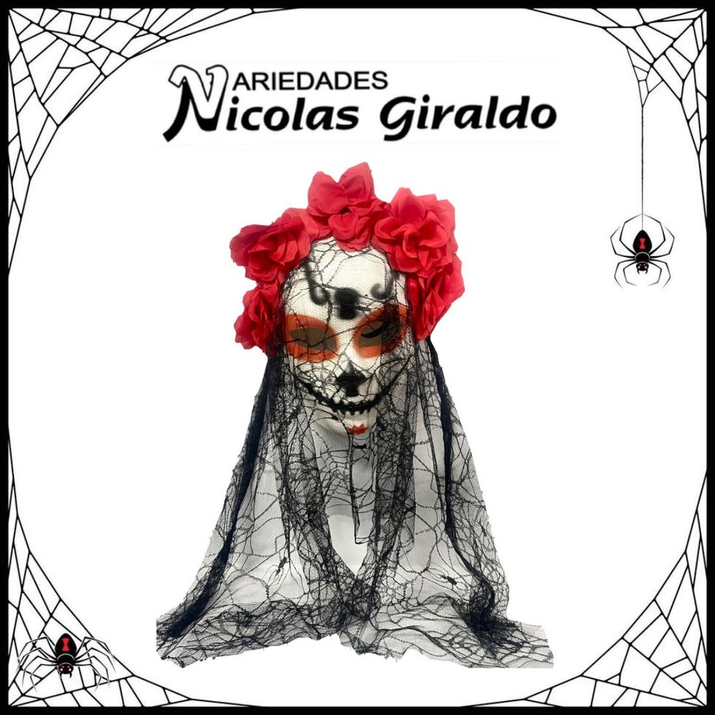 Mascara halloween catrina con pelo 