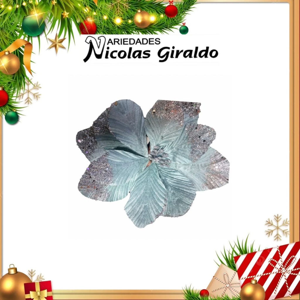 @FLOR NAVIDEÑA MEDIANA TURQUESA