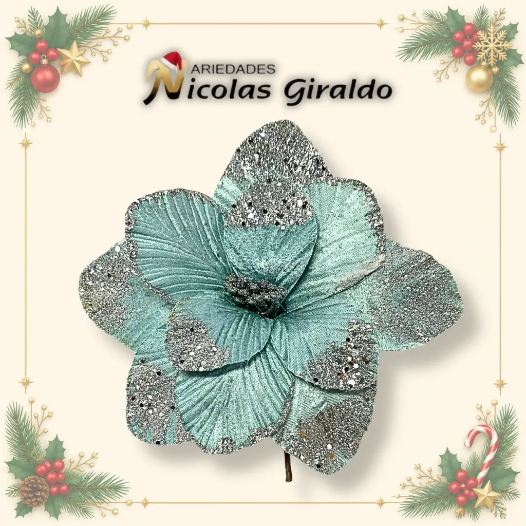 @FLOR NAVIDEÑA MEDIANA TURQUESA