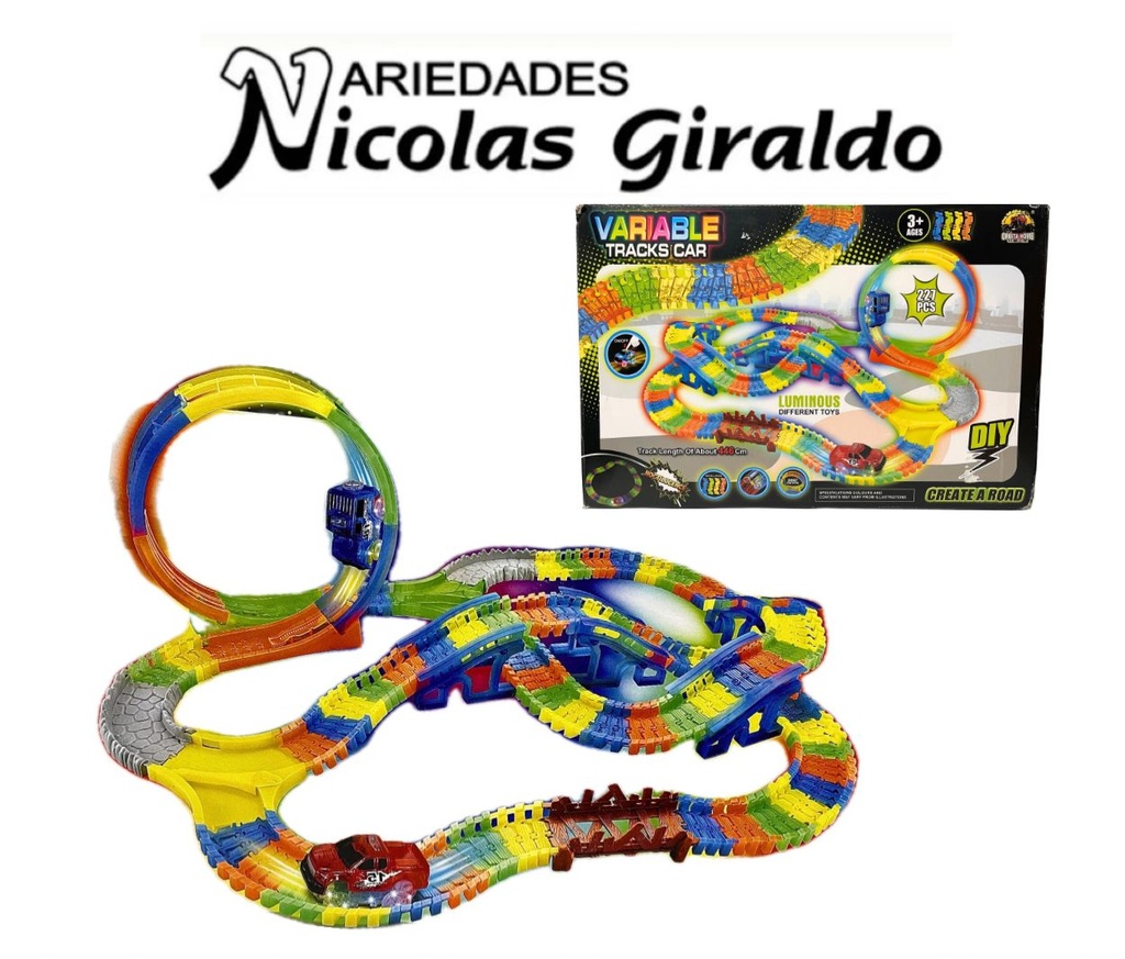 Pista carro luminosa 227 piezas  