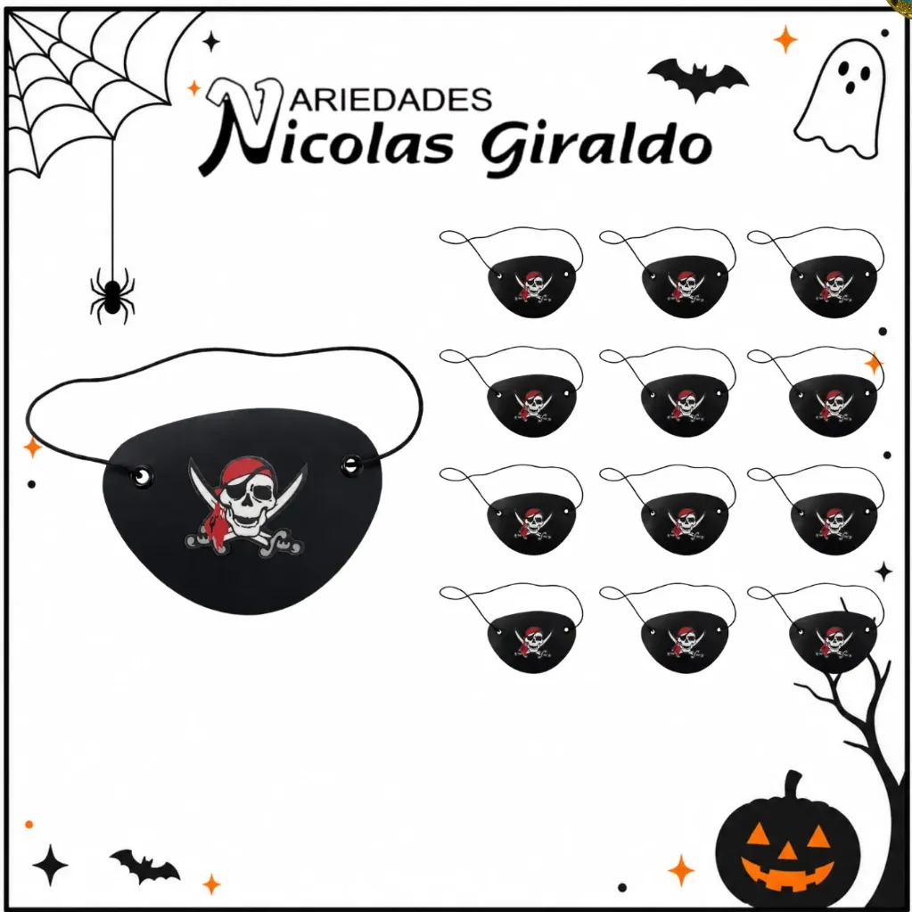 [H-30400] Parche pirata cuero pqt x12 halloween
