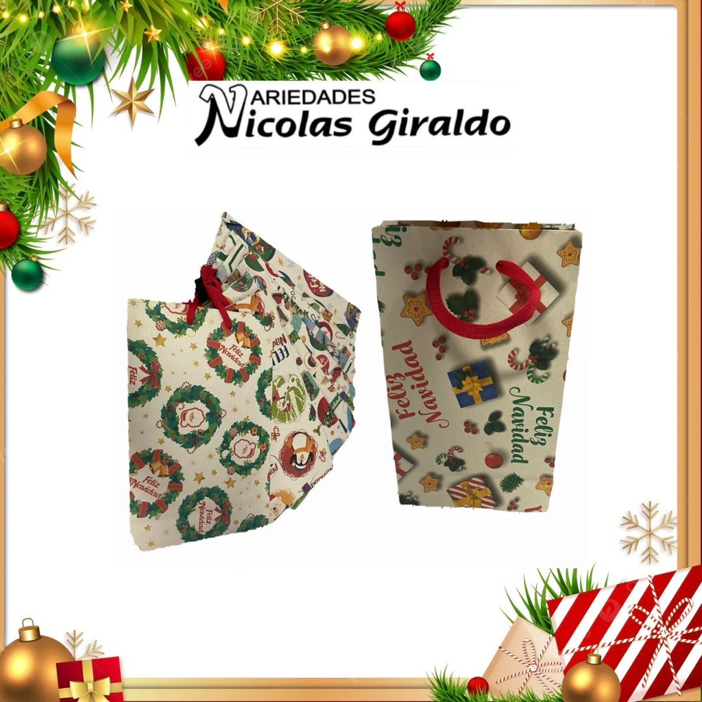 @BOLSA NAVIDEÑA NATURAL MEDIANA PQT X12  