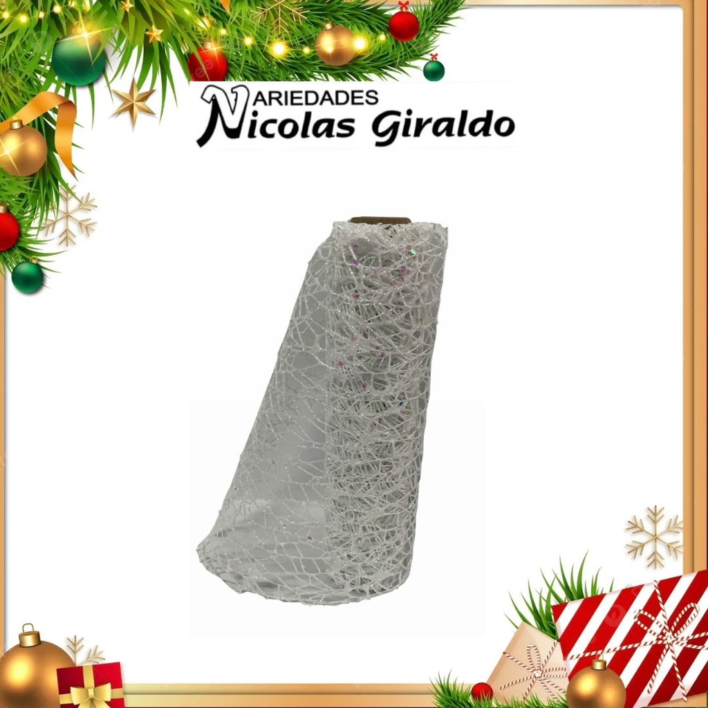 MALLA DECORATIVA 26CM 3 YARDAS NIDO PAJARO BLANCA
