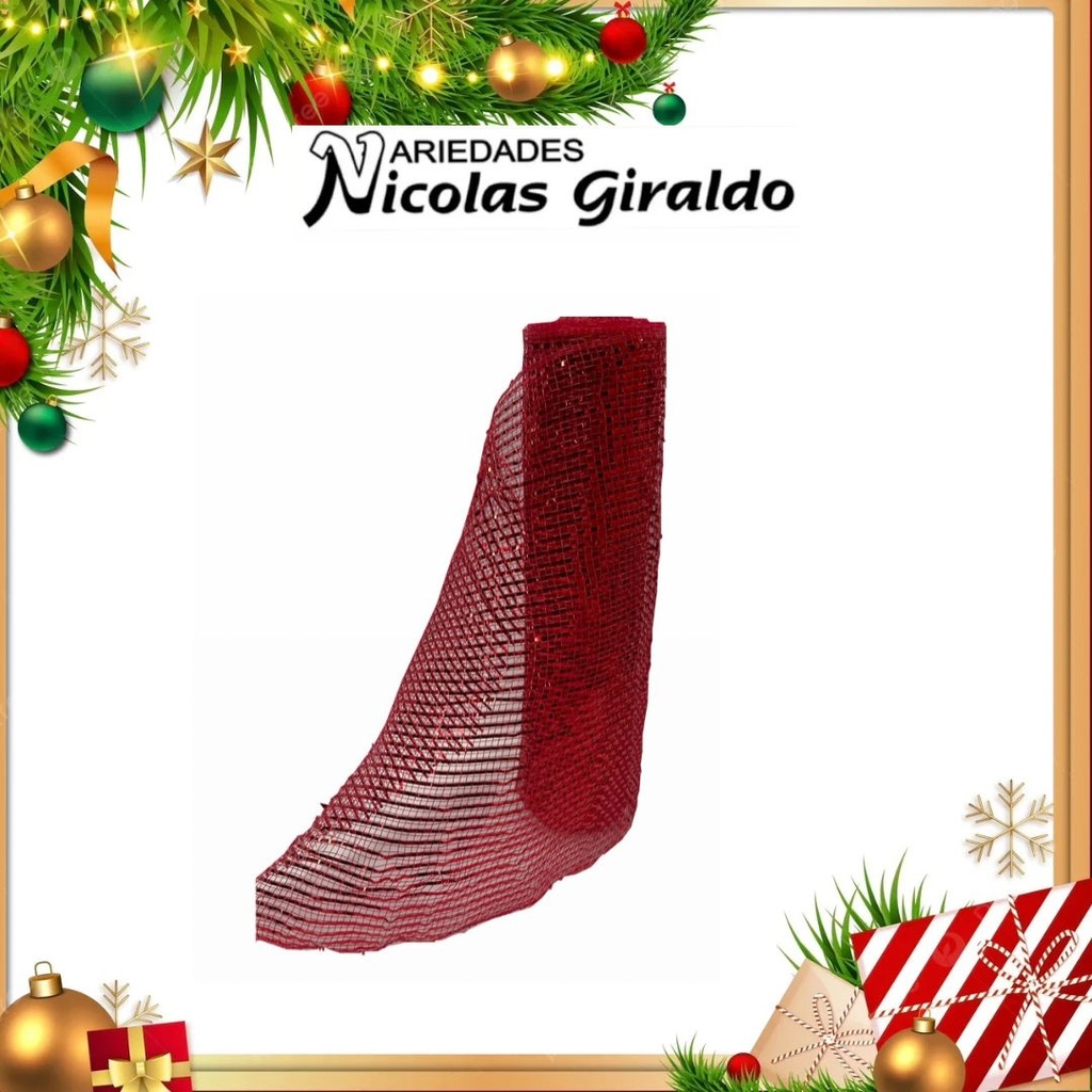 [SMR25-107] MALLA DECORATIVA 26CM 5 YARDAS ROJA