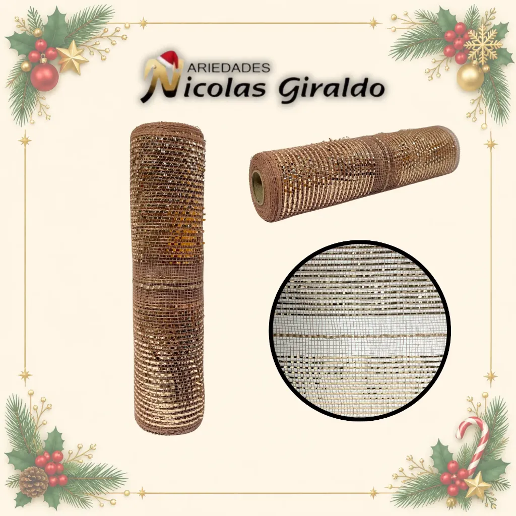 [SMR25-125] MALLA DECORATIVA 26CM 5 YARDAS PALO ROSA MOÑO FACIL