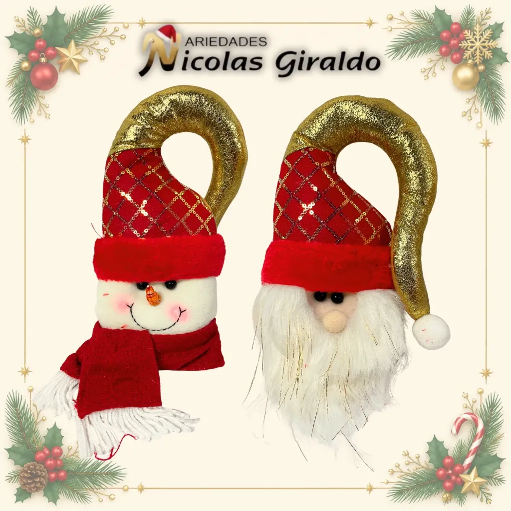 MUÑECO NAVIDAD COUNTRY CUELGA PUERTA ROJO DORADO