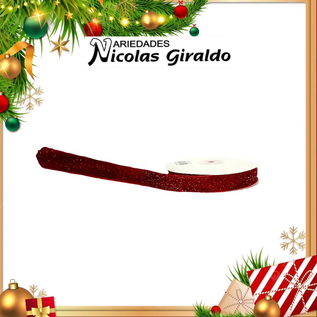 @CINTA DECORATIVA NAVIDEÑA TELA ROJA 10 YARDAS