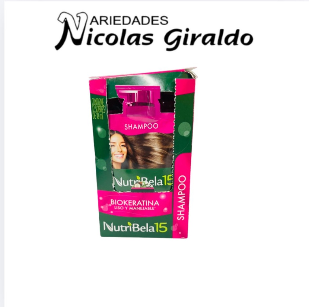 Shampoo nutribela biokeratina (fucsia) sobre x12 