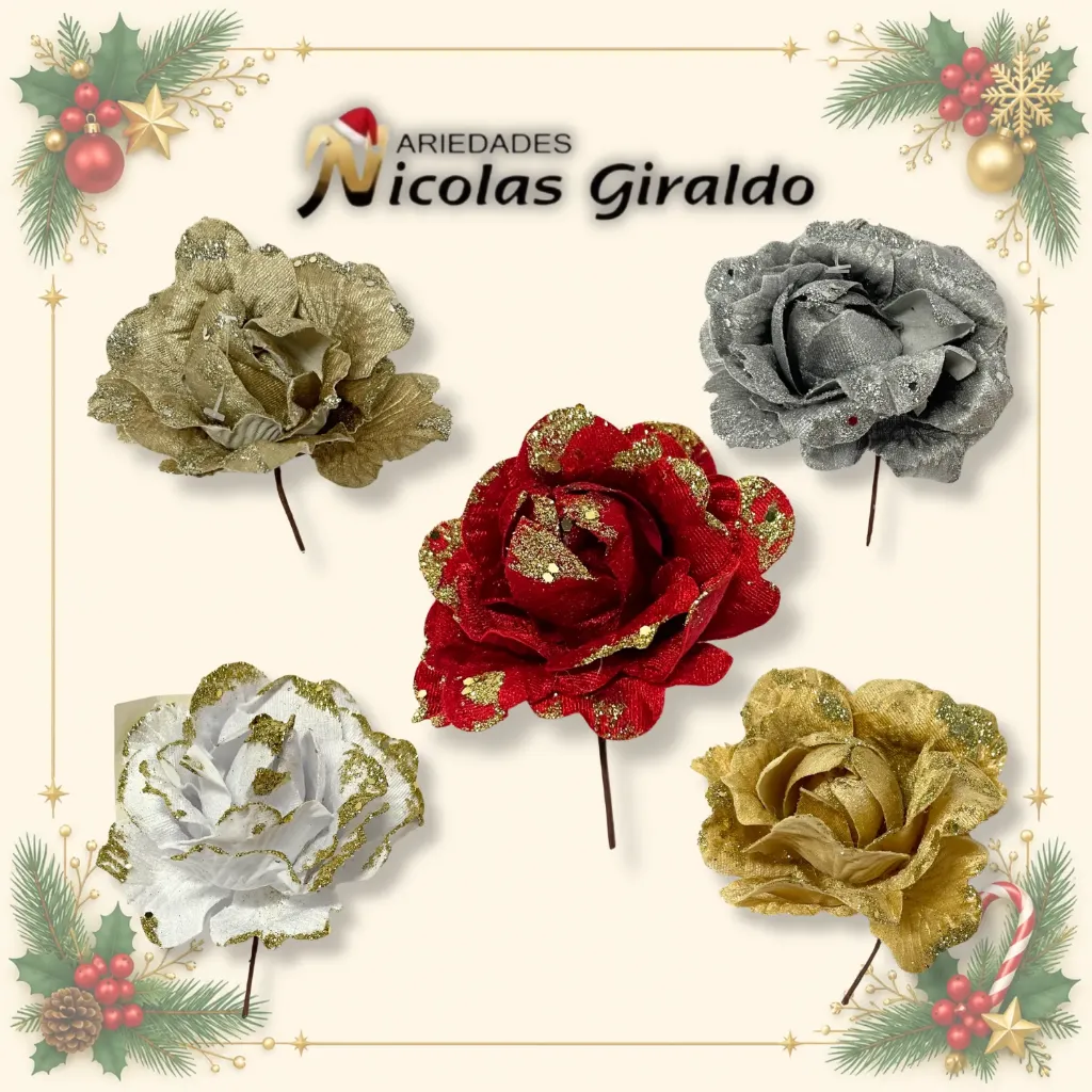 [A4103] FLOR NAVIDEÑA ROSA SURTIDA
