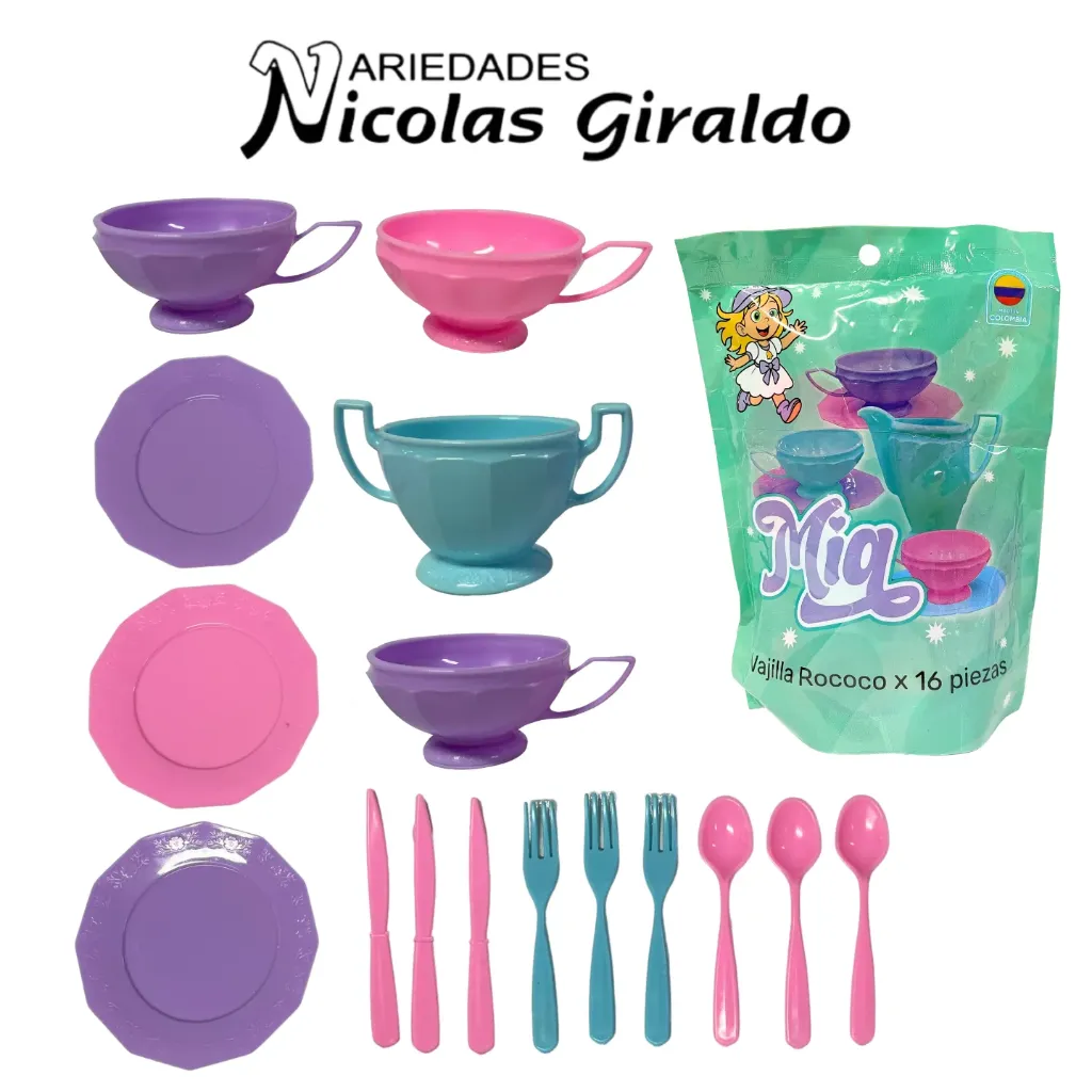 Vajilla infantil mia rococo x16 piezas beed