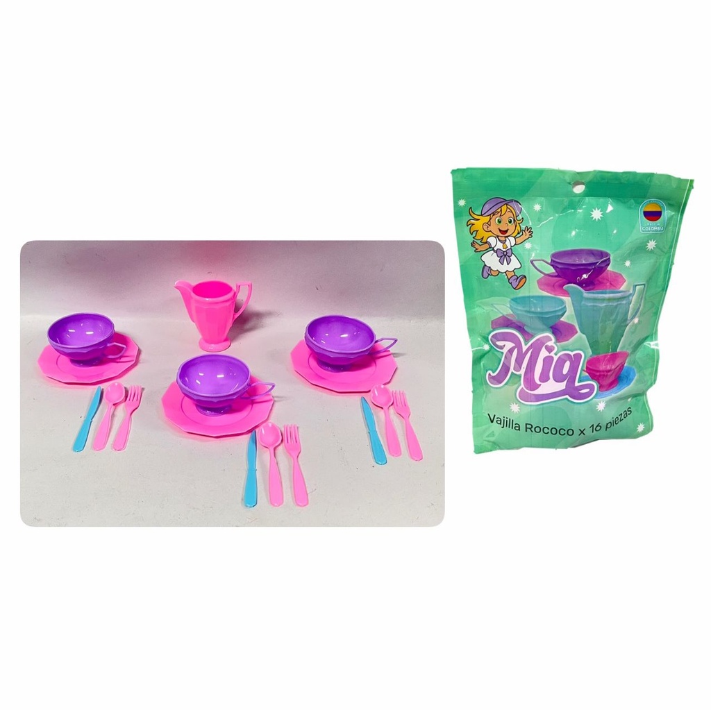 Vajilla infantil mia rococo x16 piezas 