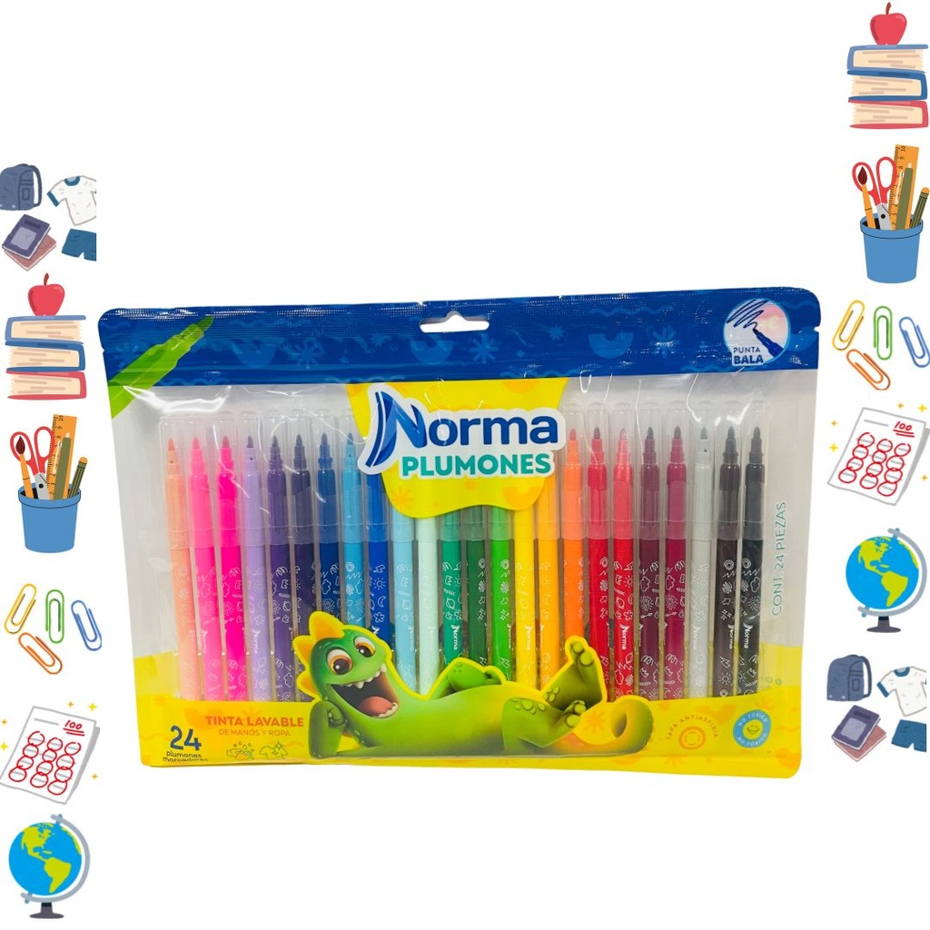 Marcador plumones norma bolsa x24