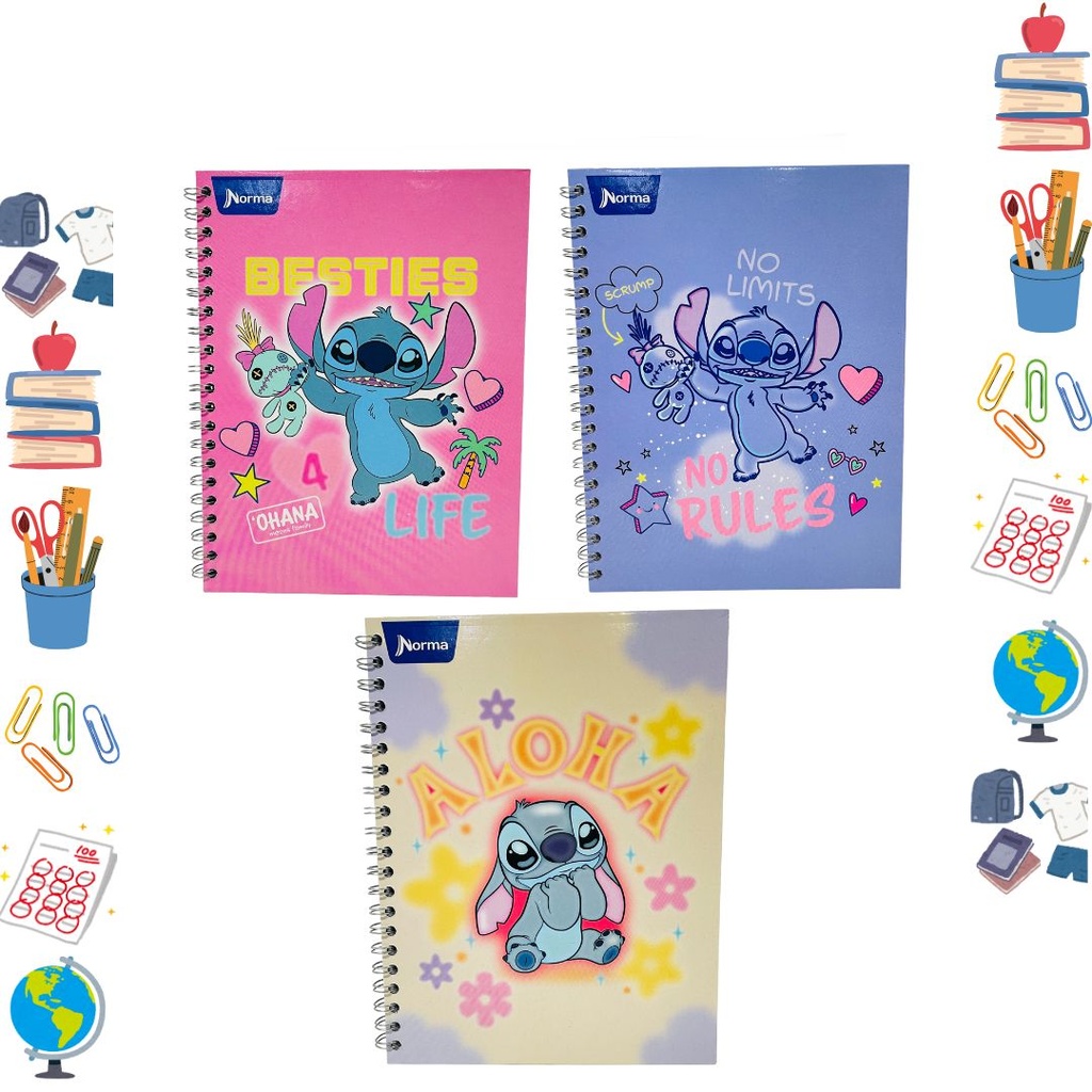 Cuaderno norma argollado grande dura book stitch cuadro