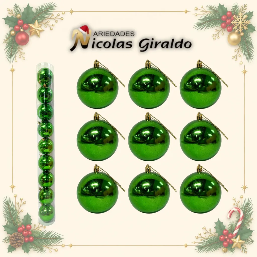 [2026SW-165] BOLA NAVIDEÑA 8 CM X9 VERDE