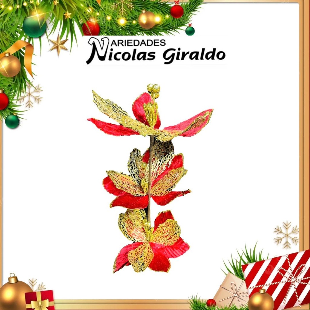 @FLOR NAVIDEÑA LARGA X3 ROJA 