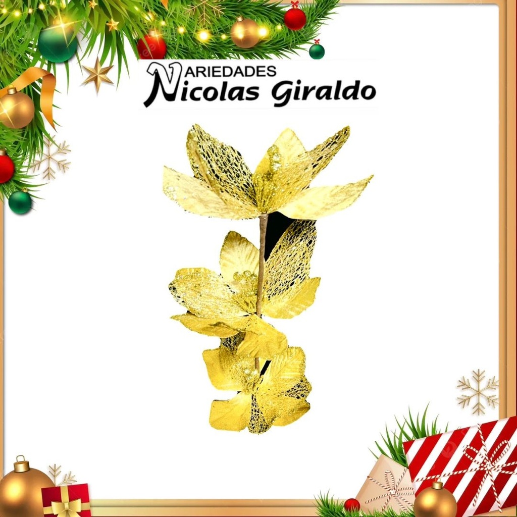 @FLOR NAVIDEÑA LARGA X3 DORADA