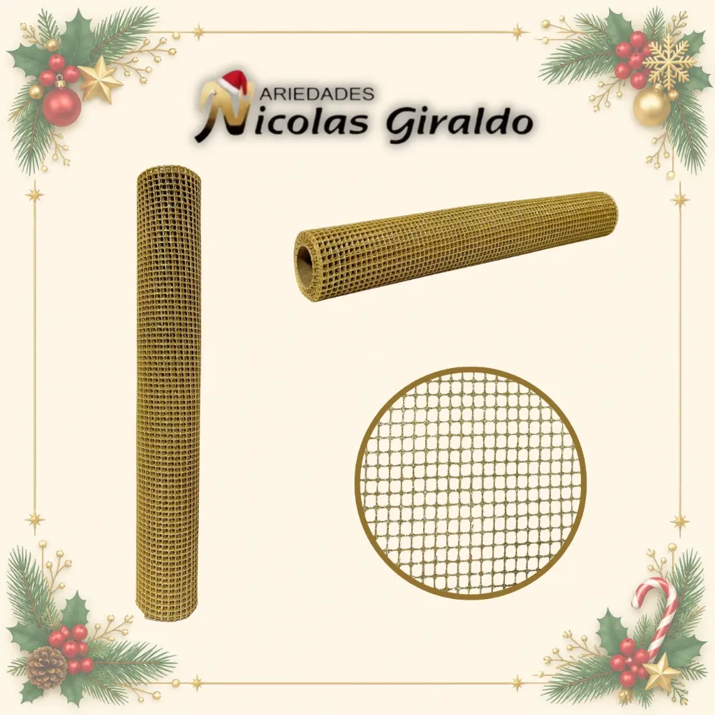 [SMR25-07] MALLA DECORATIVA LARGA 50CM DORADA 