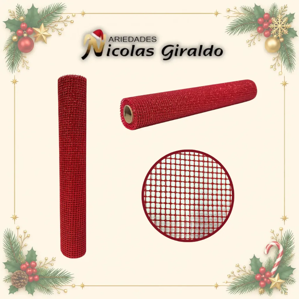 [SMR25-06] MALLA DECORATIVA LARGA 50CM ROJA