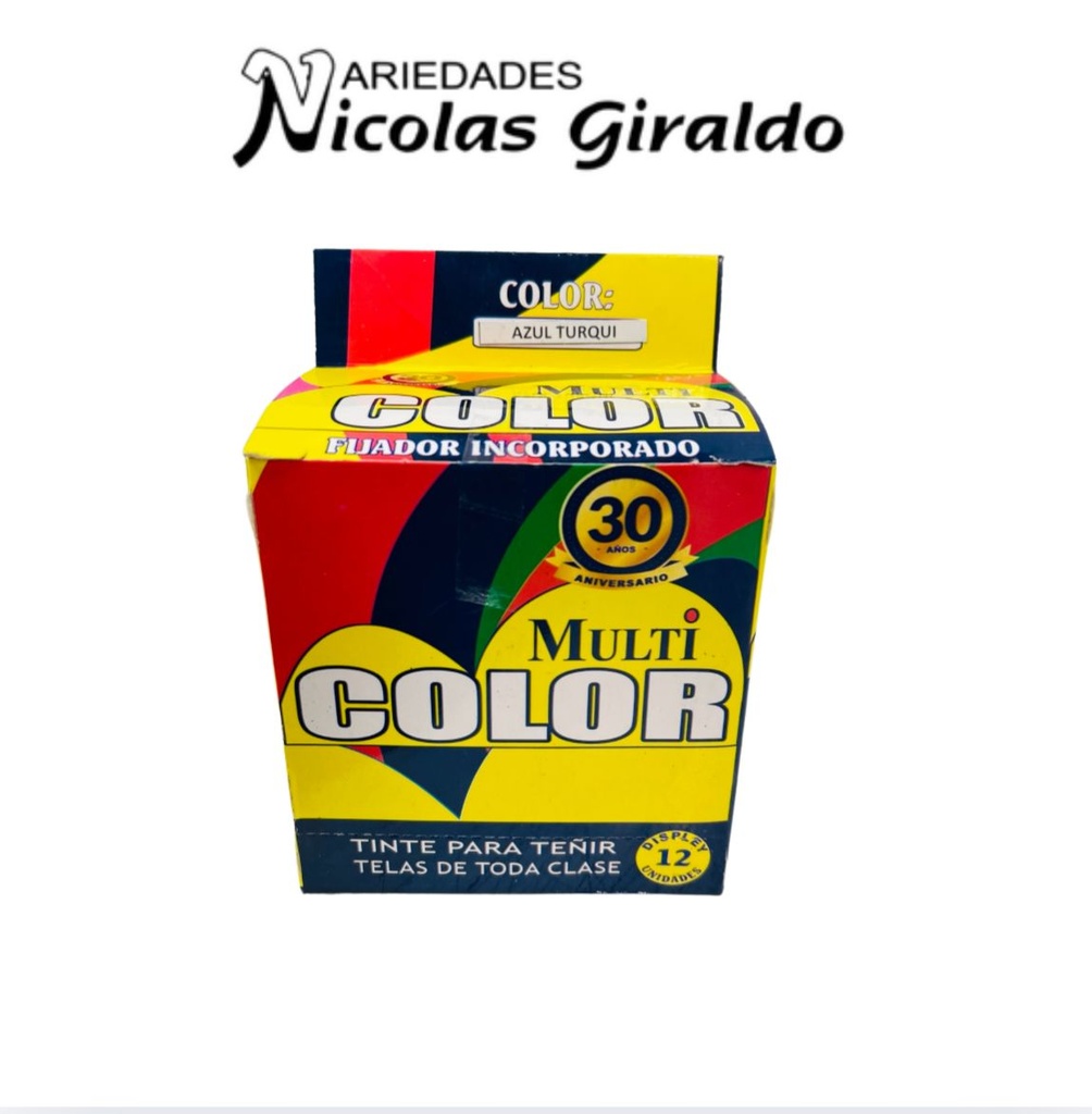 Tinte ropa multicolor azul turqui caja x12 