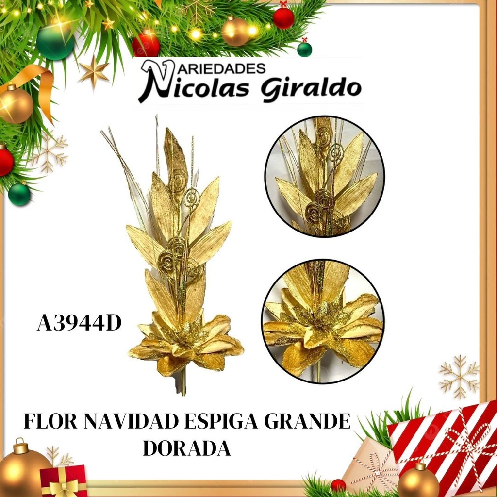 @FLOR NAVIDAD ESPIGA GRANDE  DORADA
