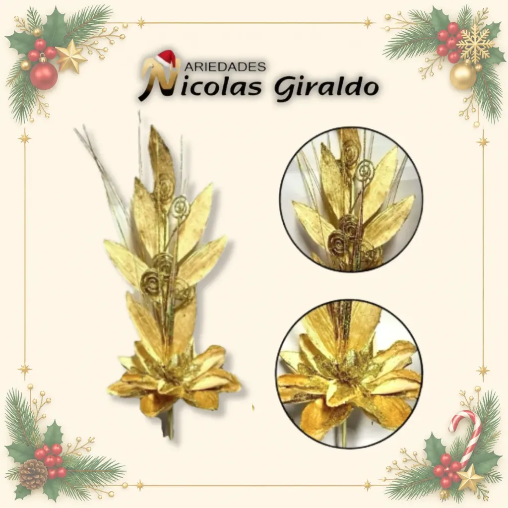 @FLOR NAVIDAD ESPIGA GRANDE  DORADA