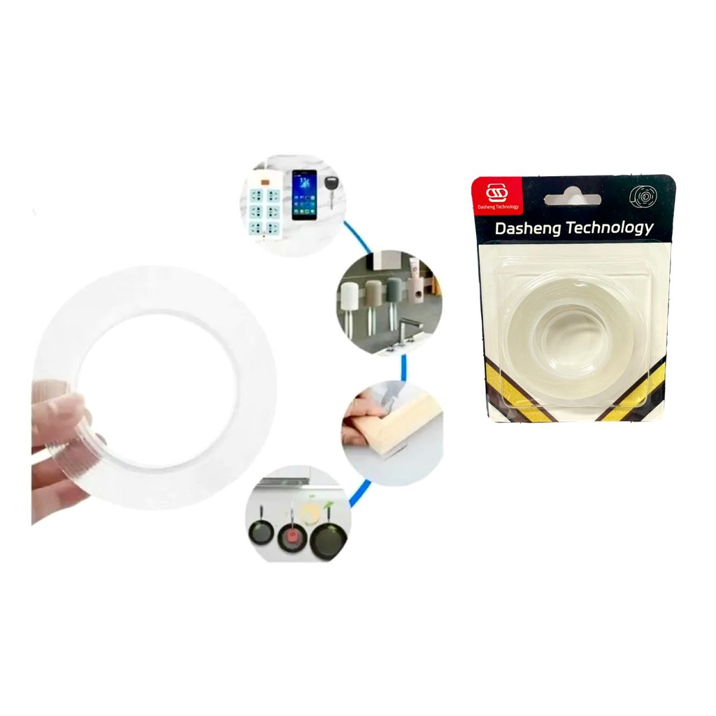 Cinta doble faz Nano gel transparente  2.5 MT