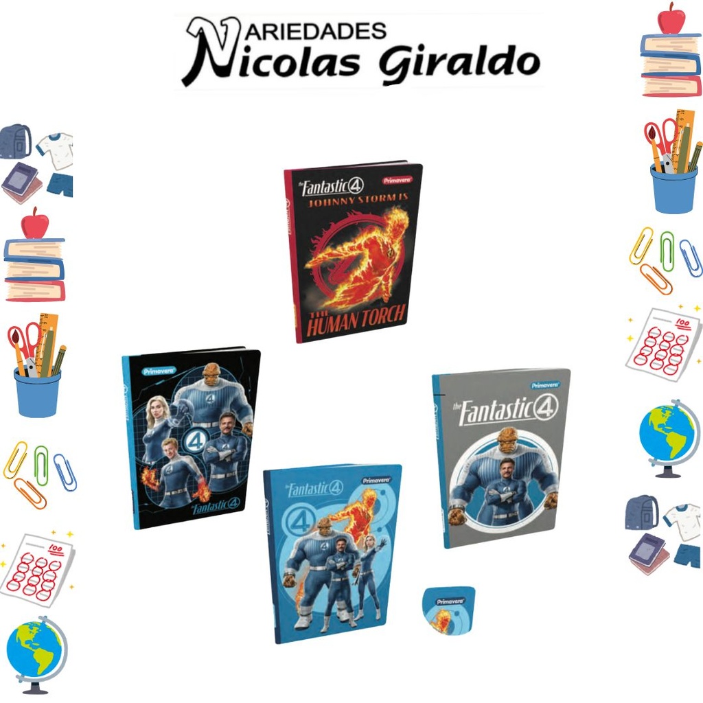 [P4181] Cuaderno cosido primavera pasta dura 100H raya fantasticos  