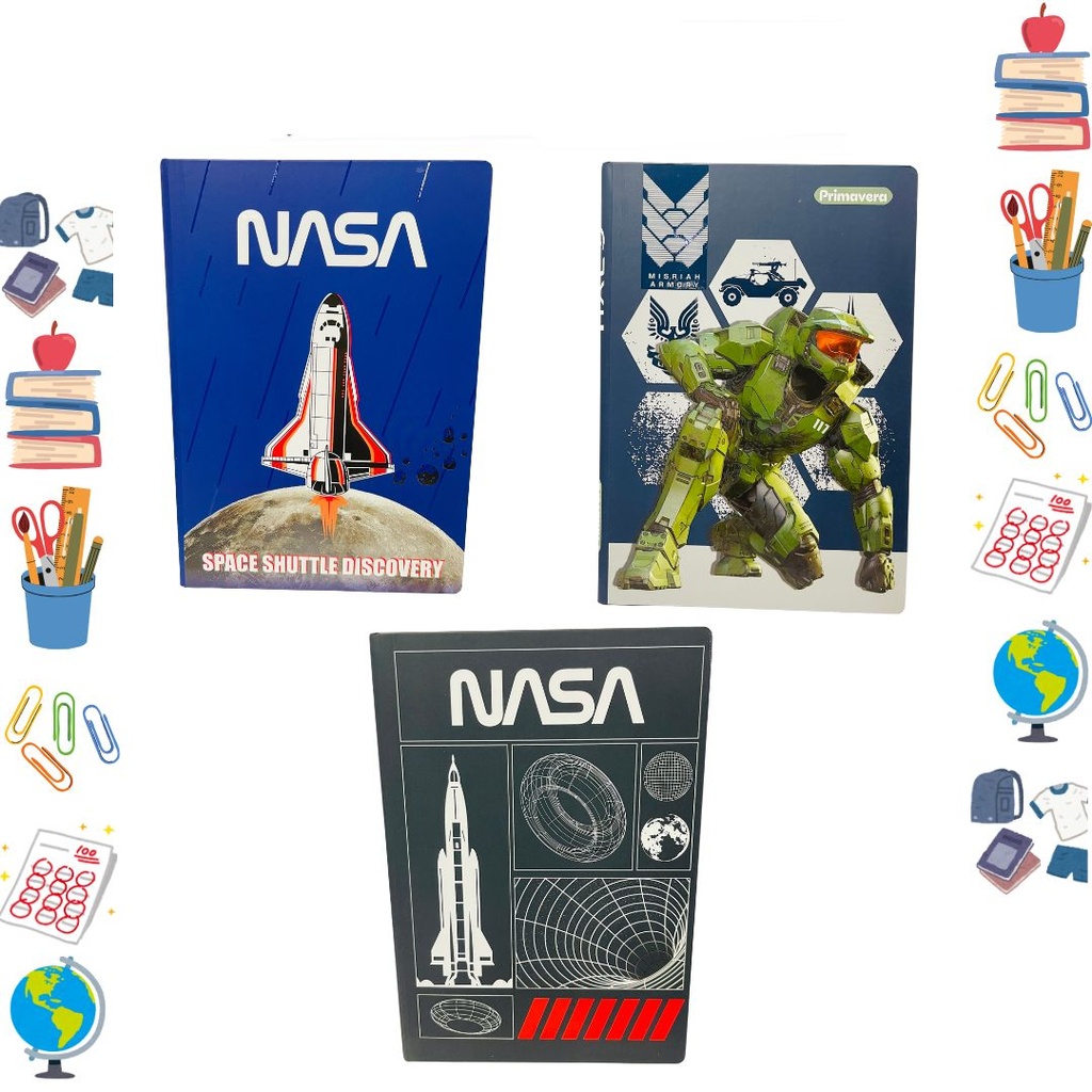 [P4305] Cuaderno cosido primavera pasta dura 100H cuadro nasa  