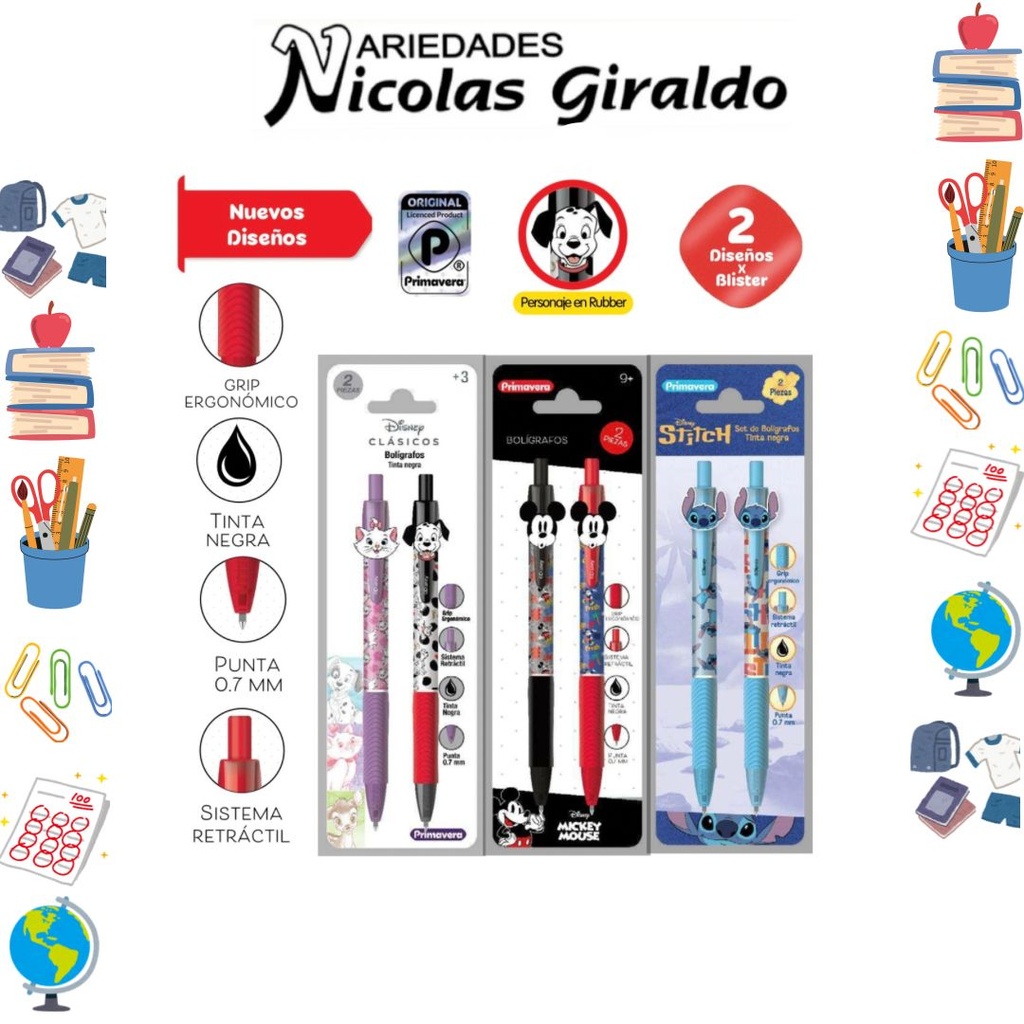 Lapicero primavera retractil borrable disney x2 