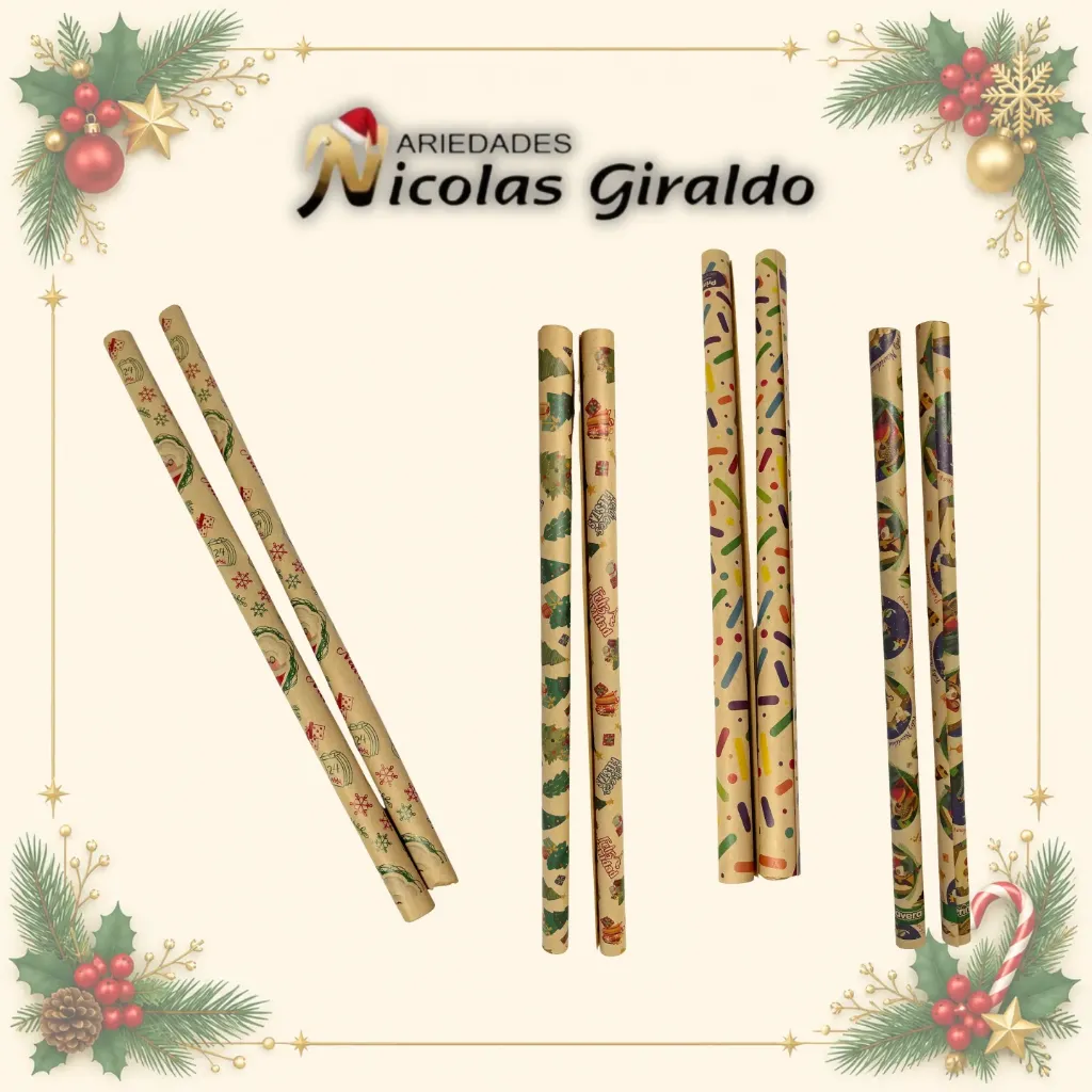 [401030] PAPEL REGALO KRAFT NAVIDEÑO X2 