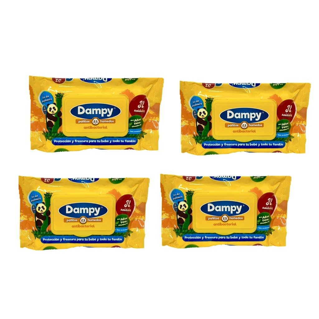 Pañitos humedos antibacterial dampy x32 amarillo