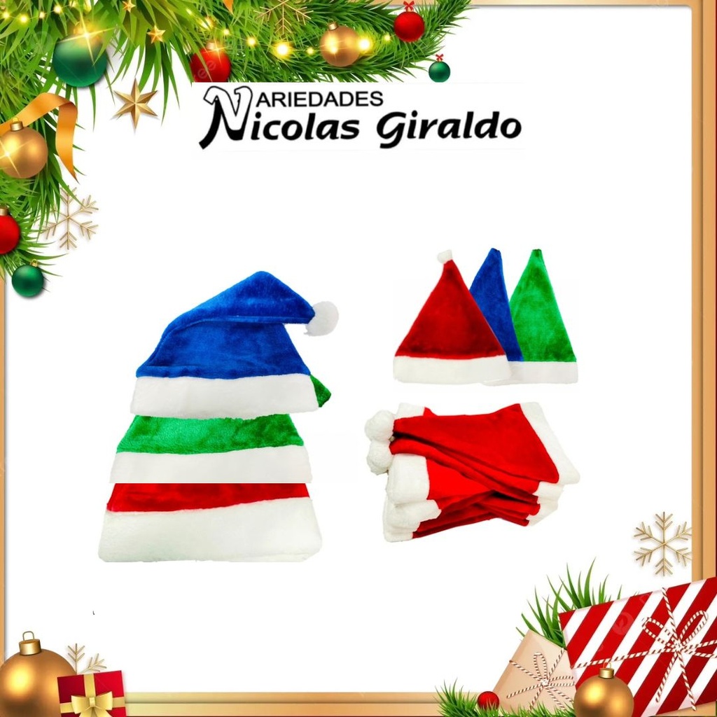 @GORRO NAVIDAD PELUCHE GRANDE PQT X12