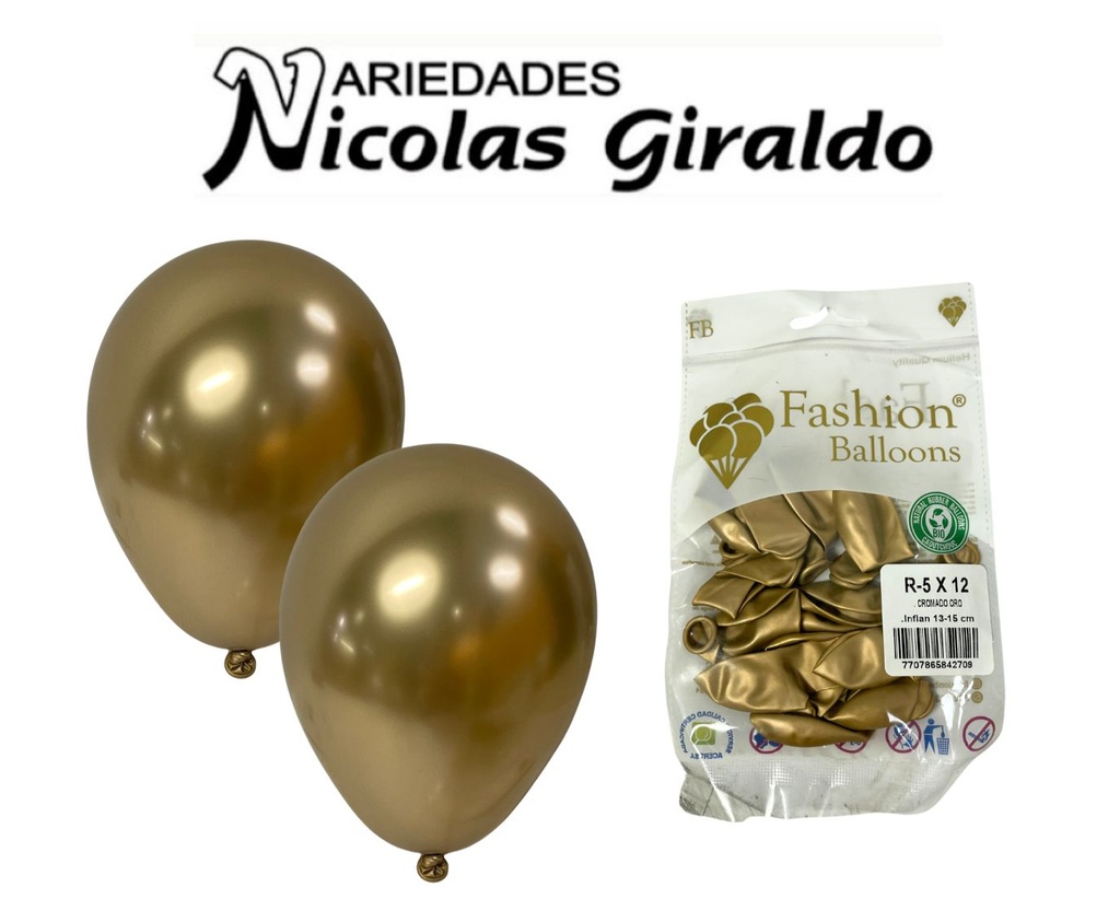 [842709] Bomba fashion ballons r5X12 cromado oro