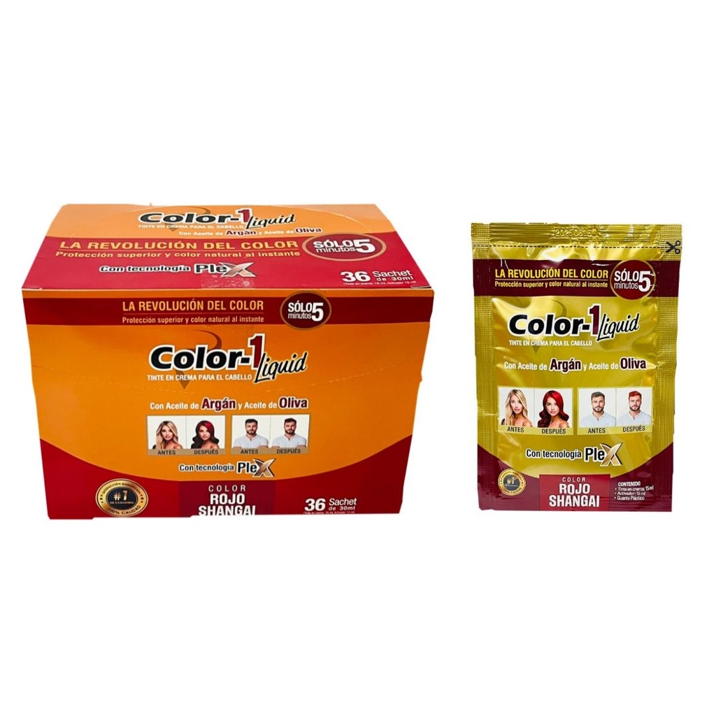 Tintura liquida Rojo shangai color uno sobre 