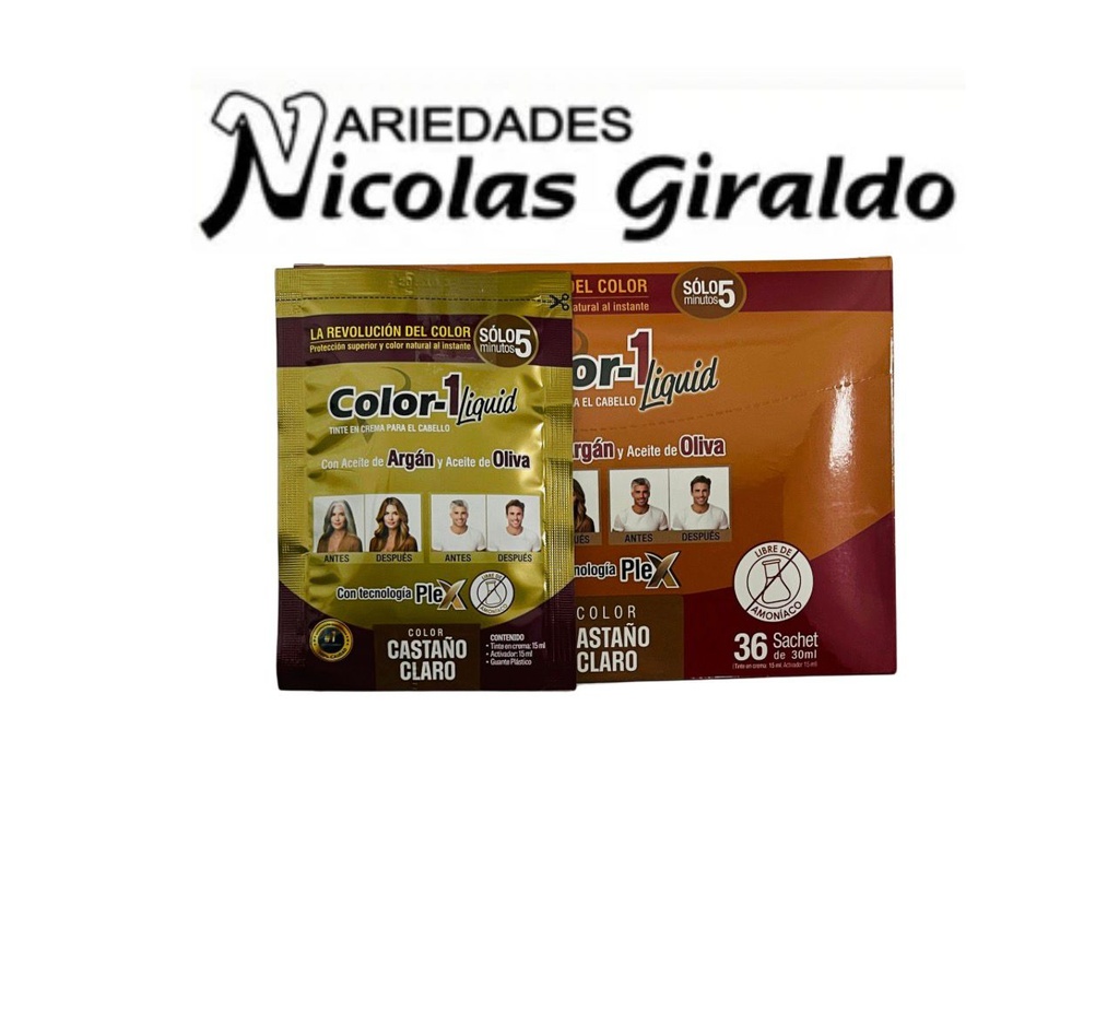 Tintura liquida castaño claro color uno sobre 