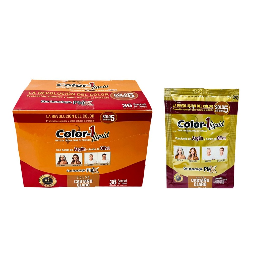 Tintura liquida castaño claro color uno sobre 