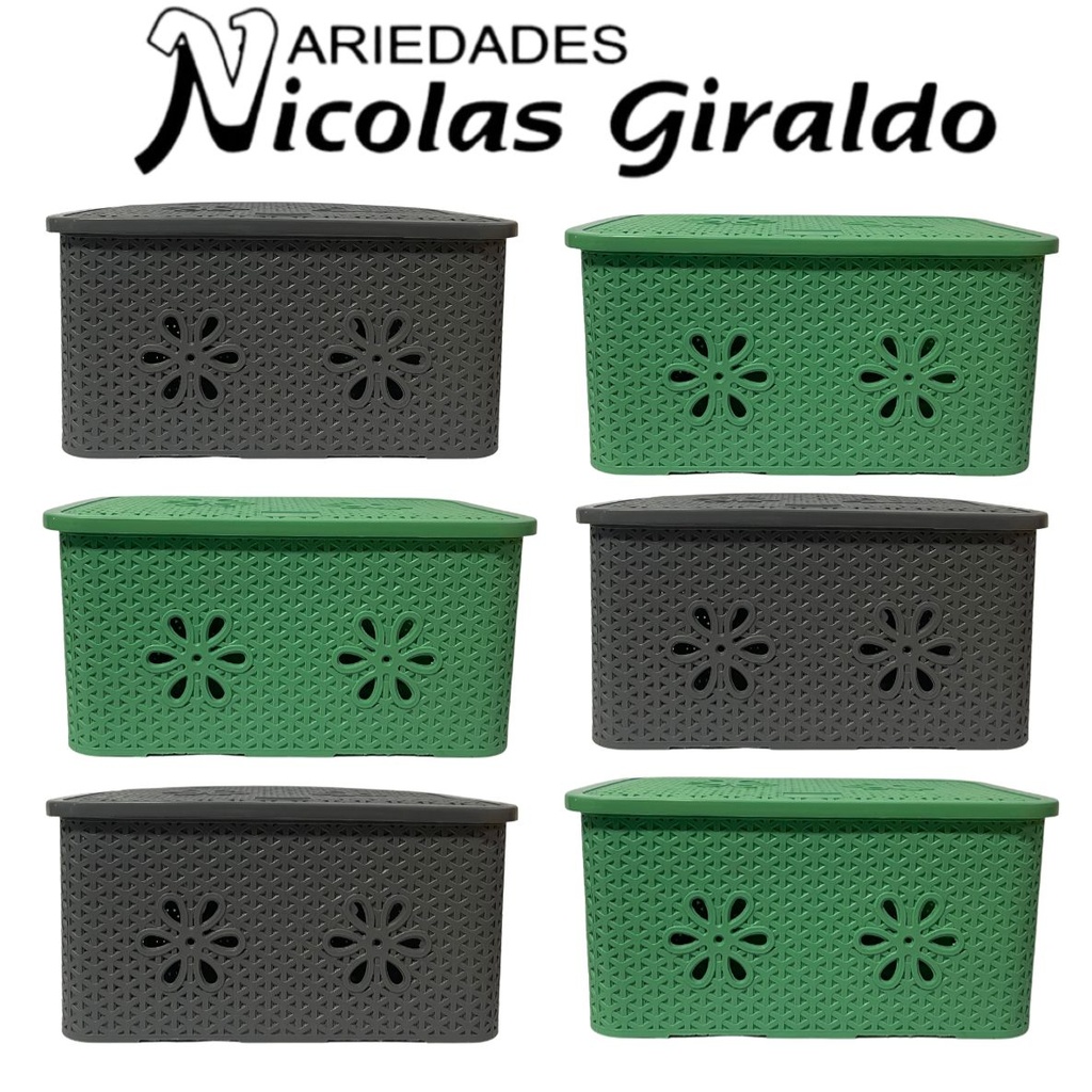 Canasta floral rectangular pqt x6
