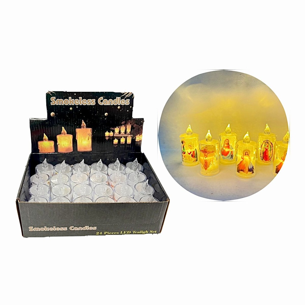 Vela pila pequena transparente santos caja x24  