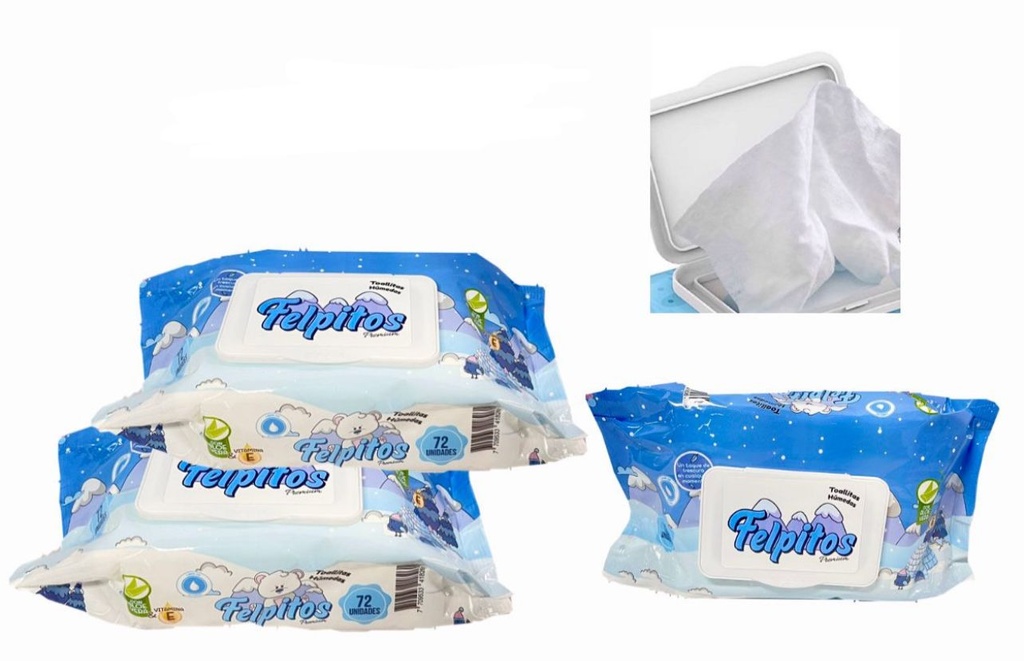 Pañitos humedo felpitos premium x72 azul