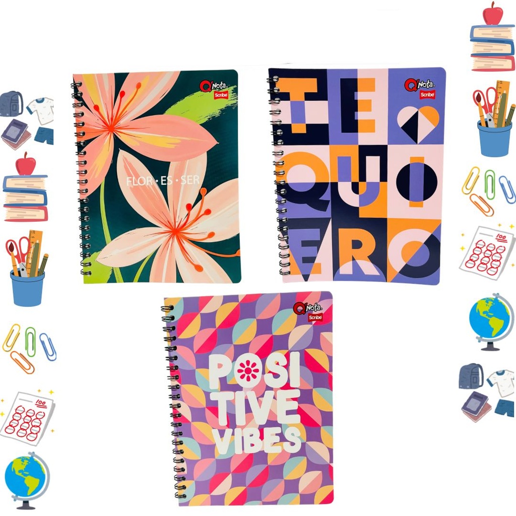 Cuaderno Qnota argollado grande economico cuadro femenino