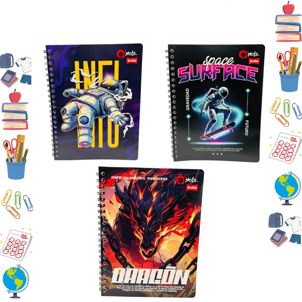 Cuaderno Qnota argollado grande economico cuadro masculino